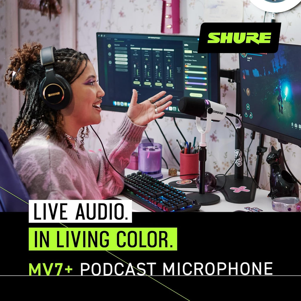 Shure MV7i Slimme Podcast Microfoon + Ingebouwde Audio Interface