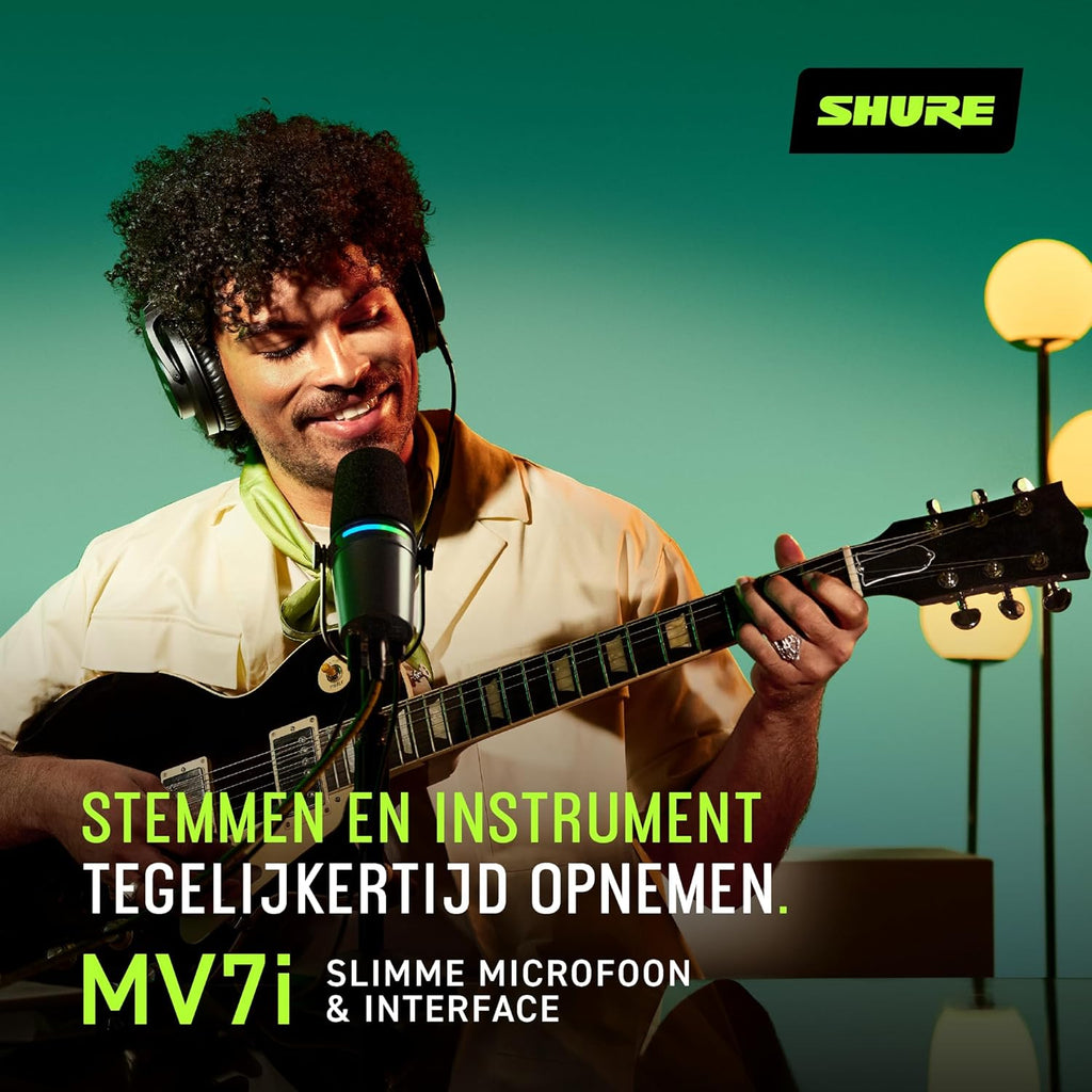 Shure MV7i Slimme Podcast Microfoon + Ingebouwde Audio Interface
