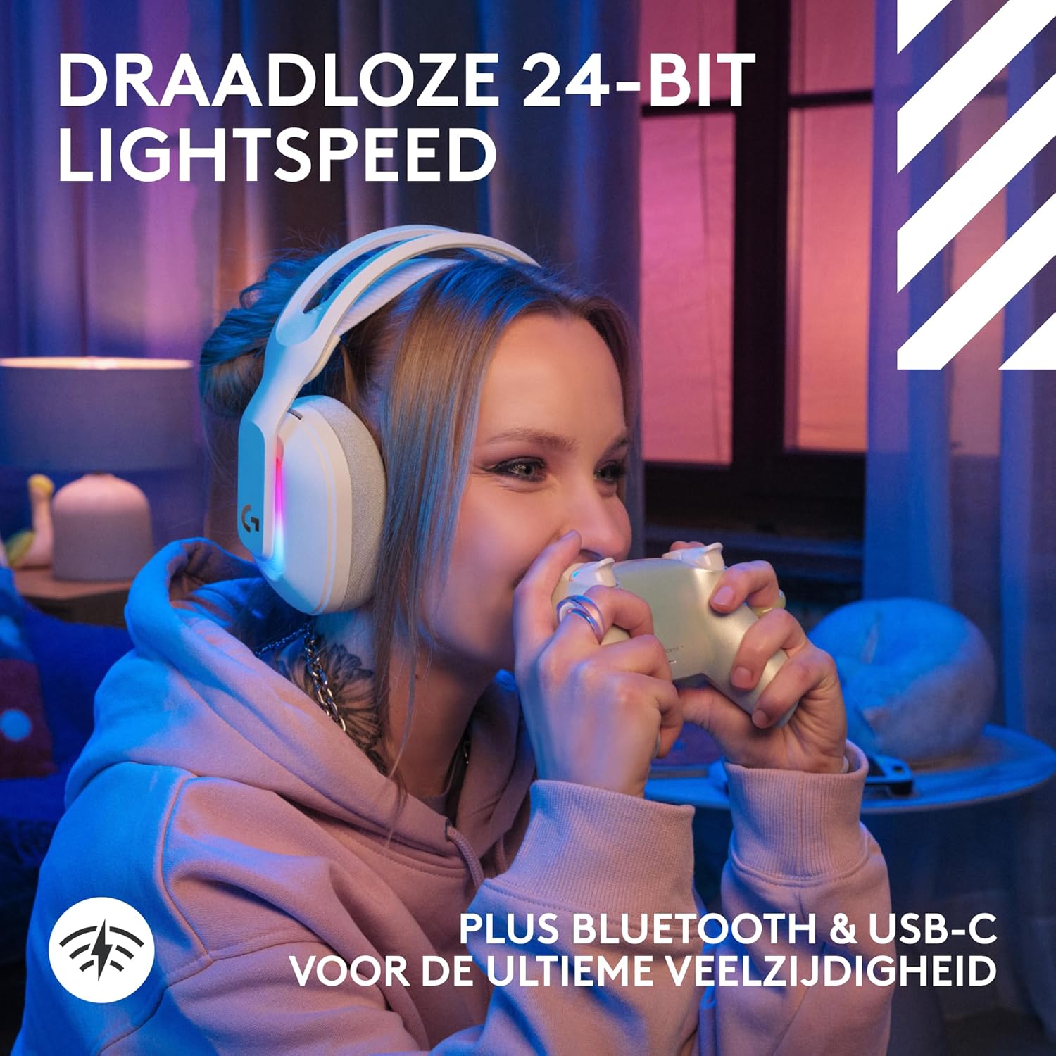 Logitech G Astro A50 X LIGHTSPEED trådlöst spelheadset + batteriladdare, PRO-G GRAPHENE, PLAYSYNC för Xbox Series X|S + PS5 + PC/Mac, Nintendo Switch 2, Bluetooth, HDMI 2.1 Passthru - Vit
