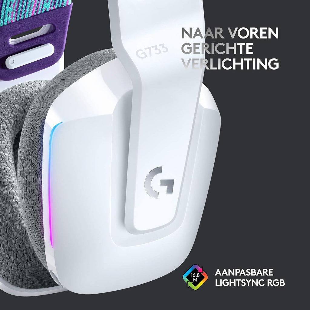Logitech G522 LIGHTSPEED draadloze gaming headset, LIGHTSYNC RGB, microfoon en geavanceerde gesynchroniseerde audio, drievoudige connectiviteit - LIGHTSPEED, Bluetooth, USB-A naar USB-C voor pc -Zwart