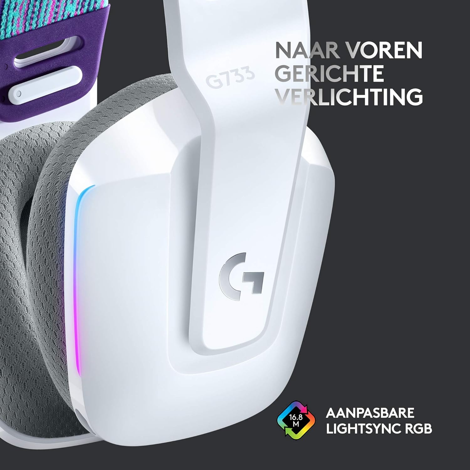 Logitech G522 LIGHTSPEED draadloze gaming headset, LIGHTSYNC RGB, microfoon en geavanceerde gesynchroniseerde audio, drievoudige connectiviteit - LIGHTSPEED, Bluetooth, USB-A naar USB-C voor pc -Zwart