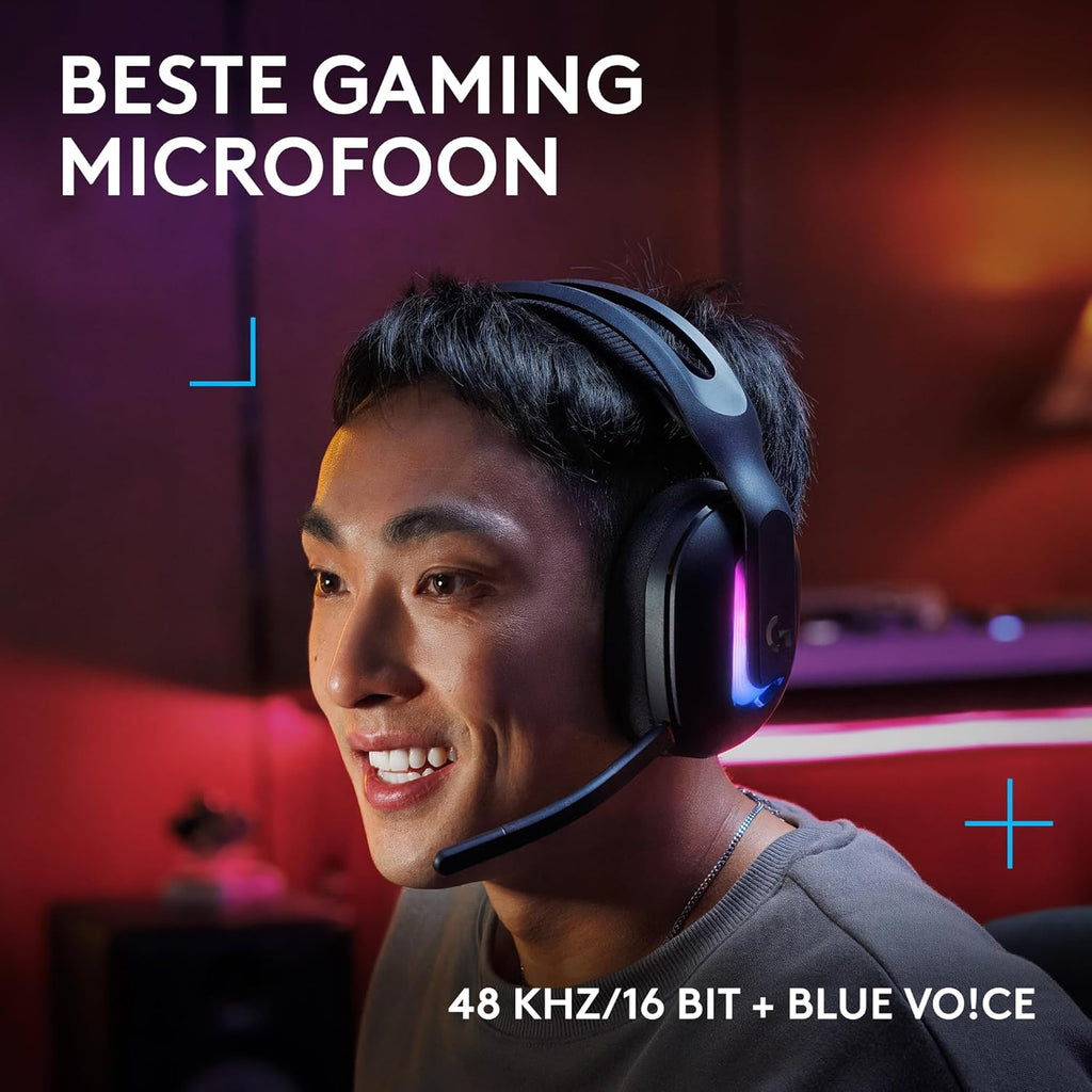 Logitech G522 LIGHTSPEED draadloze gaming headset, LIGHTSYNC RGB, microfoon en geavanceerde gesynchroniseerde audio, drievoudige connectiviteit - LIGHTSPEED, Bluetooth, USB-A naar USB-C voor pc -Zwart