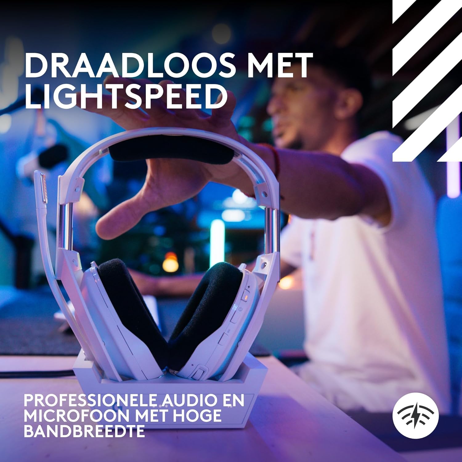 Logitech G Astro A50 X LIGHTSPEED trådlöst spelheadset + batteriladdare, PRO-G GRAPHENE, PLAYSYNC för Xbox Series X|S + PS5 + PC/Mac, Nintendo Switch 2, Bluetooth, HDMI 2.1 Passthru - Vit