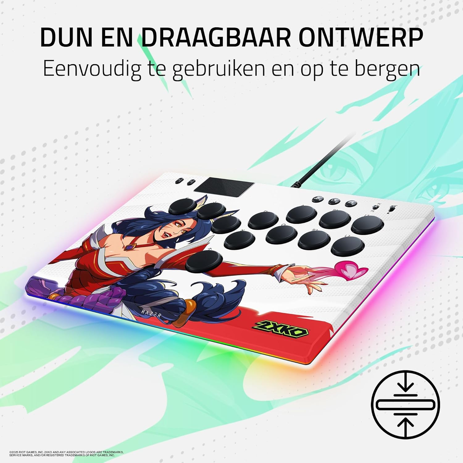 Razer Kitsune - Optische arcadecontroller met knoppen voor PS5 en pc (Nauwkeurige knopindeling met vier bewegingsrichtingen, Lage lineaire optische switches van Razer, Dun en draagbaar ontwerp) Zwart