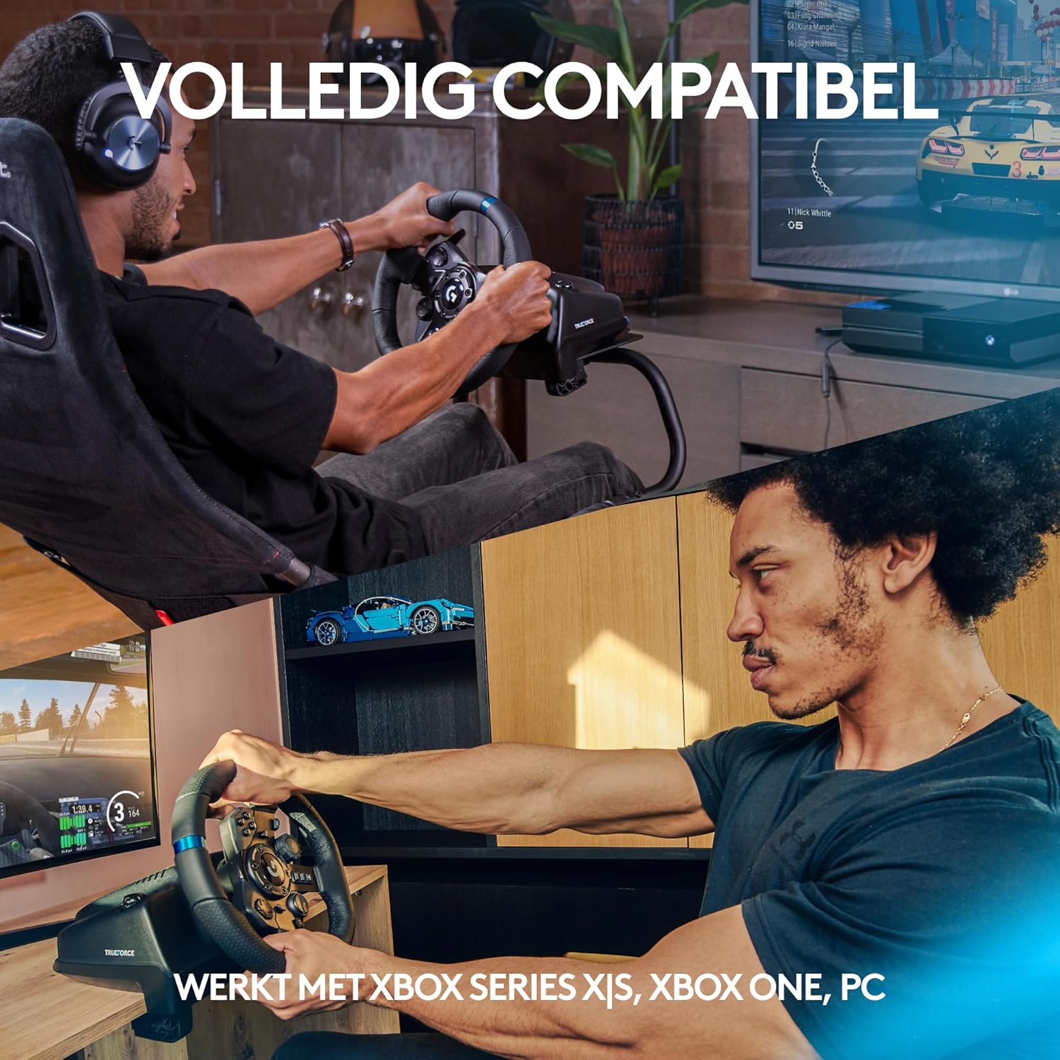 Logitech G G923-racestuur en -pedalen, TRUEFORCE tot een force feedback van 1000 Hz, responsief rijden, startregeling voor dubbele koppeling, stuurhoes van echt, voor PS5, PS4, pc, Mac - Zwart