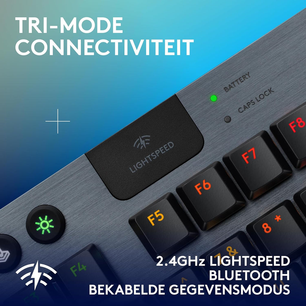 Logitech G G915 X LIGHTSPEED TKL Low-Profile Wireless Gaming Keyboard, Double-Shot PBT Keycaps, volledig programmeerbare toetsen, GL Brown Tactile, pc/Mac, US INT'L QWERTY - Zwart