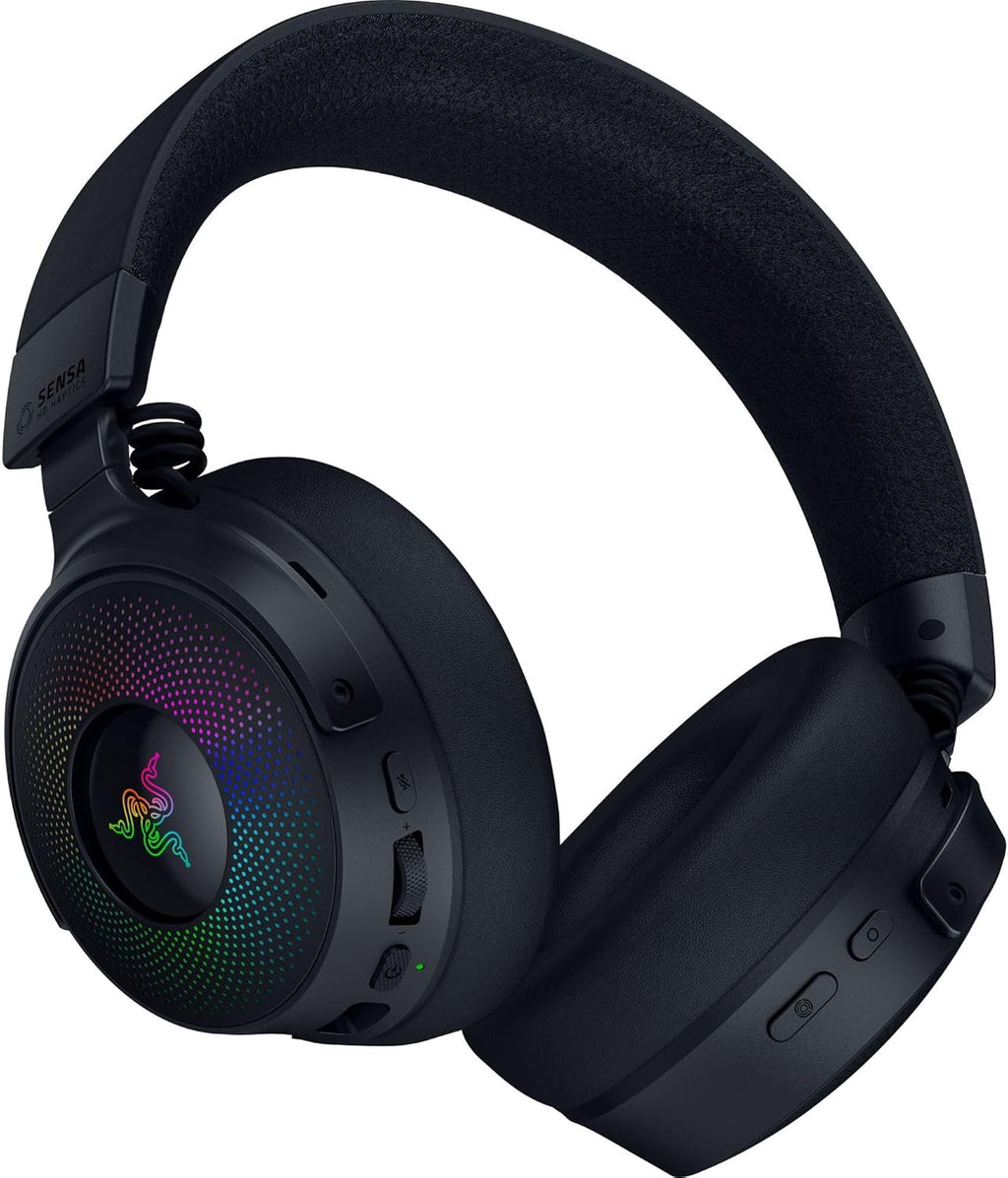 Razer Kraken V4 - Draadloze Gaming Headset (3 Modes Connectiviteit, TriForce 40mm Drivers, 9-Zone RGB Earcup Verlichting, Mix & Volume aanpassingen, THX Spatial Audio) Zwart