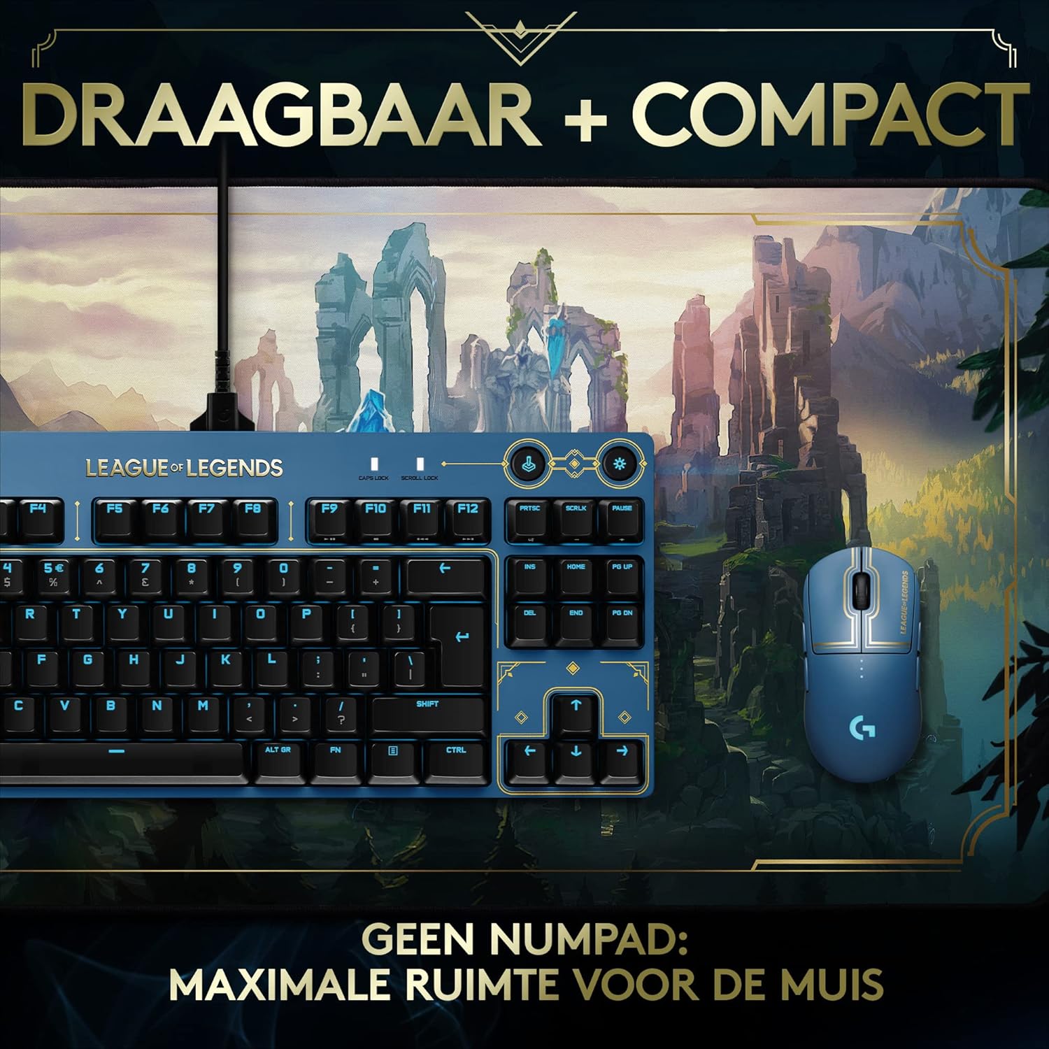 Logitech G Pro Mechanisch gaming-toetsenbord, League of Legends-editie, Scandinavisch landschap