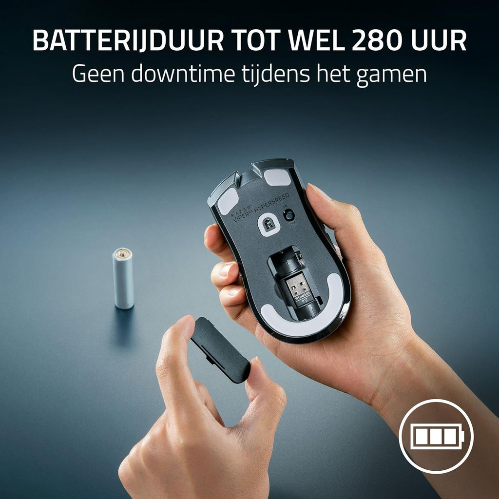Razer Viper V3 Pro - Ultralichte draadloze Esports Gaming-muis (8K Hz HyperPolling, lichtgewicht van 54 gram, Focus Pro Sensor 35K DPI, draadloze HyperSpeed, batterijlevensduur van 95 uur) Zwart