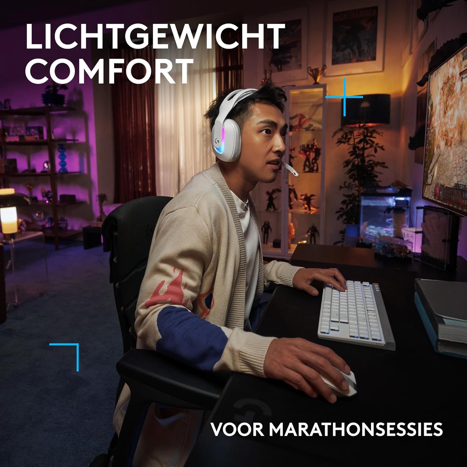 Logitech G522 LIGHTSPEED draadloze gaming headset, LIGHTSYNC RGB, microfoon en geavanceerde gesynchroniseerde audio, drievoudige connectiviteit - LIGHTSPEED, Bluetooth, USB-A naar USB-C voor pc -Zwart