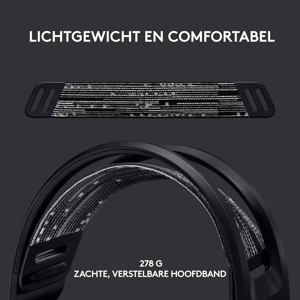 Logitech G522 LIGHTSPEED draadloze gaming headset, LIGHTSYNC RGB, microfoon en geavanceerde gesynchroniseerde audio, drievoudige connectiviteit - LIGHTSPEED, Bluetooth, USB-A naar USB-C voor pc -Zwart