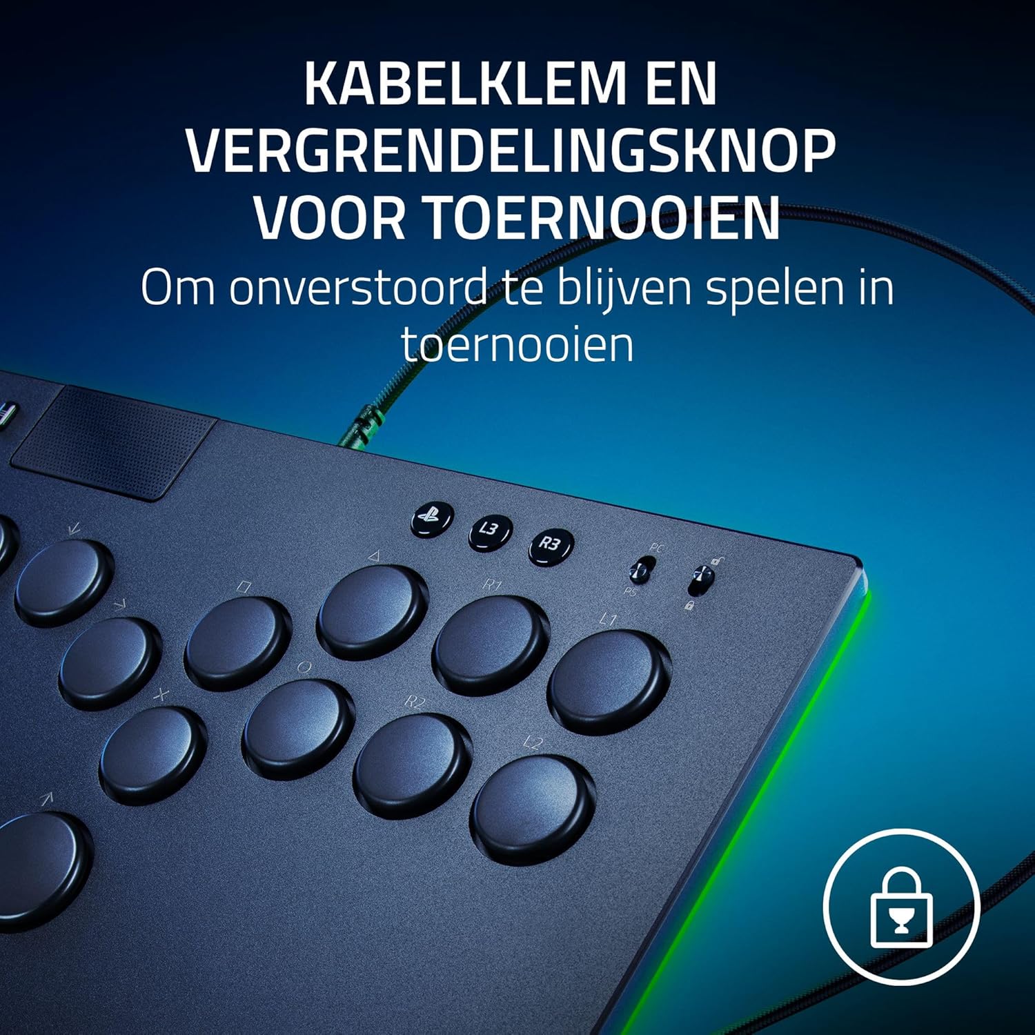 Razer Kitsune - Optische arcadecontroller met knoppen voor PS5 en pc (Nauwkeurige knopindeling met vier bewegingsrichtingen, Lage lineaire optische switches van Razer, Dun en draagbaar ontwerp) Zwart