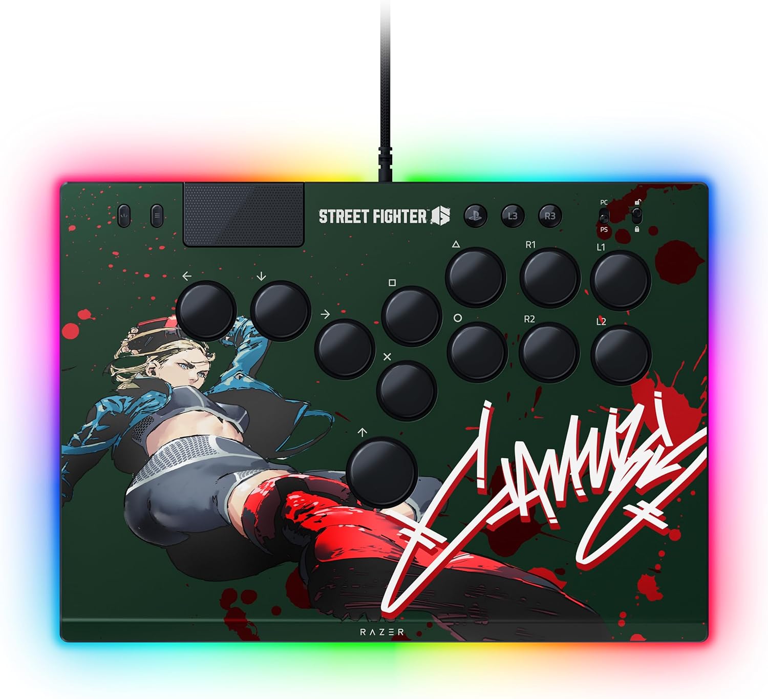 Razer Kitsune - Optische arcadecontroller met knoppen voor PS5 en pc (Nauwkeurige knopindeling met vier bewegingsrichtingen, Lage lineaire optische switches van Razer, Dun en draagbaar ontwerp) Zwart