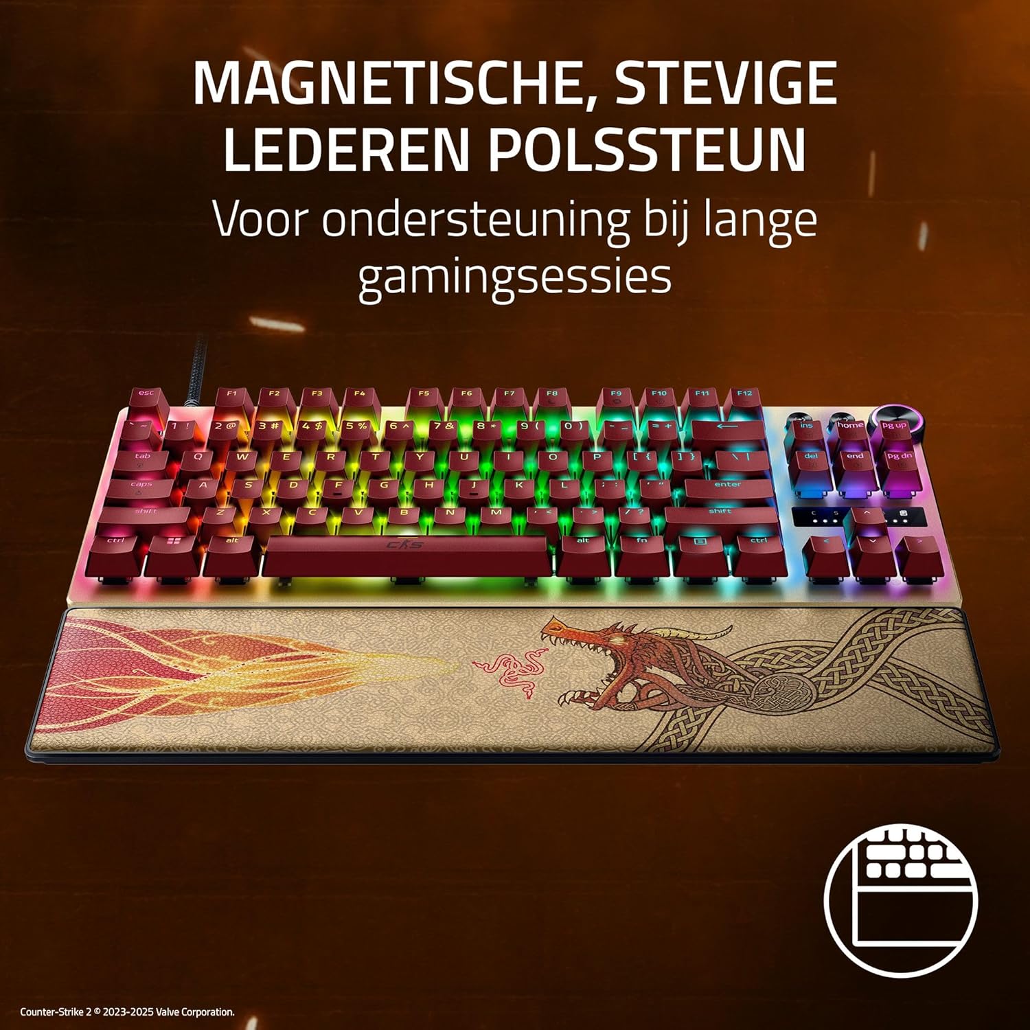 Razer Huntsman V3 Pro Tenkeyless Counter-Strike 2 Dragon Lore - Analogue optical TKL e-sports PC keyboard without numeric keypad - Snap Tap - Rapid Trigger - QWERTY US layout | Dragon Lore