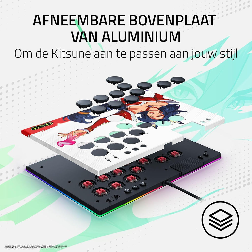 Razer Kitsune - Optische arcadecontroller met knoppen voor PS5 en pc (Nauwkeurige knopindeling met vier bewegingsrichtingen, Lage lineaire optische switches van Razer, Dun en draagbaar ontwerp) Zwart