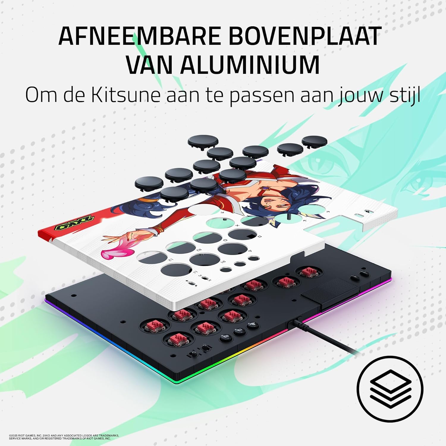 Razer Kitsune - Optische arcadecontroller met knoppen voor PS5 en pc (Nauwkeurige knopindeling met vier bewegingsrichtingen, Lage lineaire optische switches van Razer, Dun en draagbaar ontwerp) Zwart