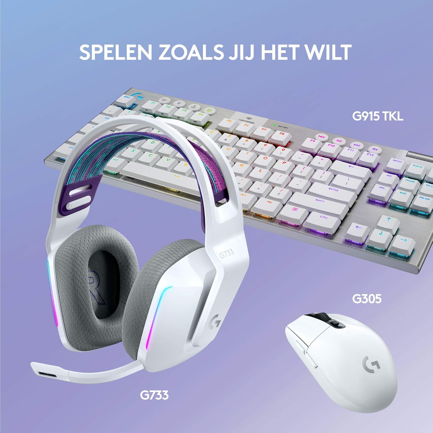 Logitech G522 LIGHTSPEED draadloze gaming headset, LIGHTSYNC RGB, microfoon en geavanceerde gesynchroniseerde audio, drievoudige connectiviteit - LIGHTSPEED, Bluetooth, USB-A naar USB-C voor pc -Zwart
