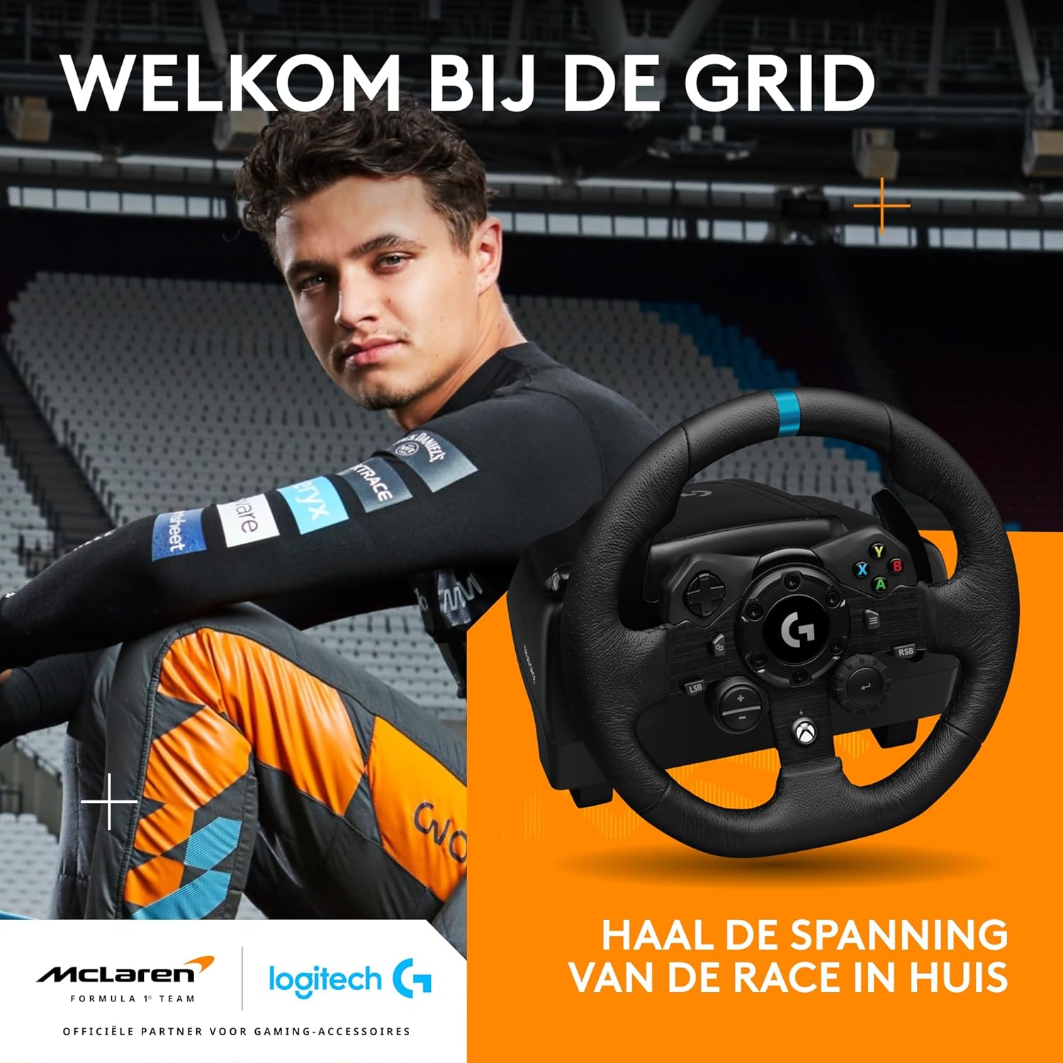 Logitech G G923-racestuur en -pedalen, TRUEFORCE tot een force feedback van 1000 Hz, responsief rijden, startregeling voor dubbele koppeling, stuurhoes van echt, voor PS5, PS4, pc, Mac - Zwart