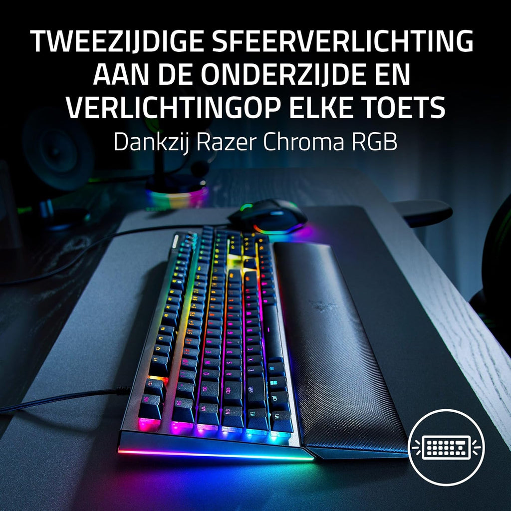 Razer BlackWidow V4 - Mechanisch gaming toetsenbord met Chroma RGB (Mechanische Razer gele schakelaars, 6 speciale macro toetsen, Doubleshot ABS keycaps) QWERTY US Layout | Zwart