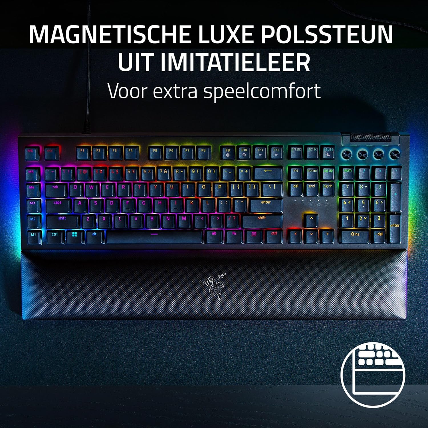Razer BlackWidow V4 - Mechanisch gaming toetsenbord met Chroma RGB (Mechanische Razer gele schakelaars, 6 speciale macro toetsen, Doubleshot ABS keycaps) QWERTY US Layout | Zwart