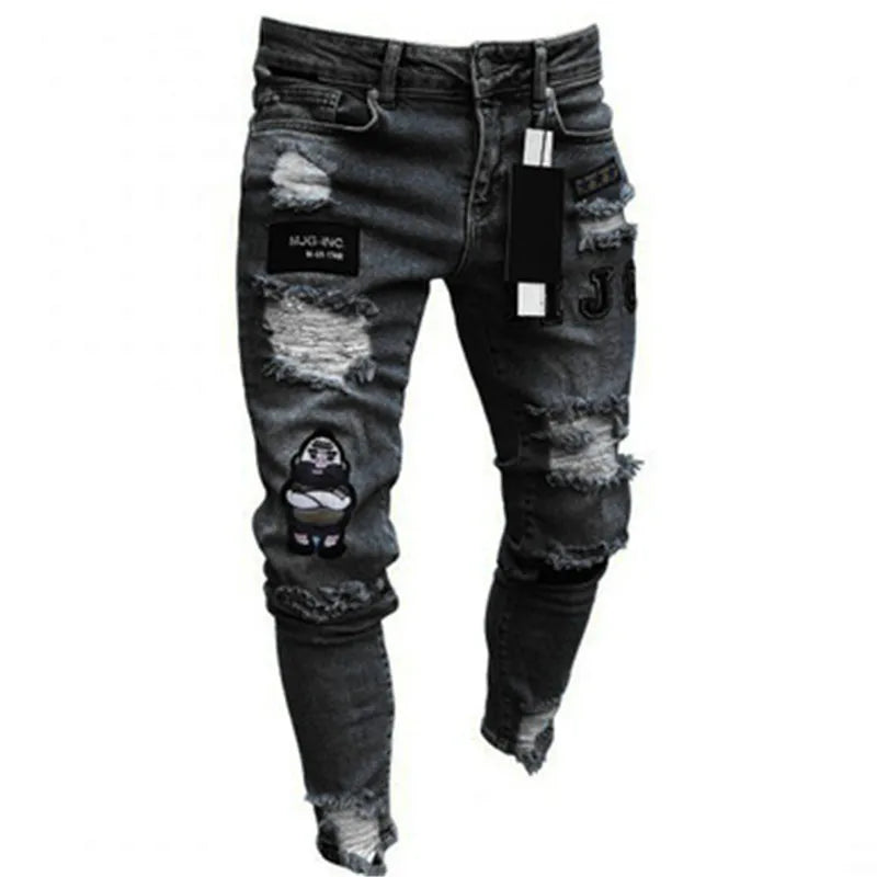 Mens Black Jeans Slim Fit Quality Gray Casual Male Jeans Pants Skinny Fit Men Pants Hip Hop Streetwear Cotton Denim Trousers